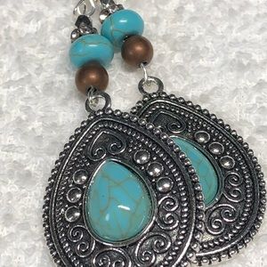 Large boho Navajo and turquoise earrings